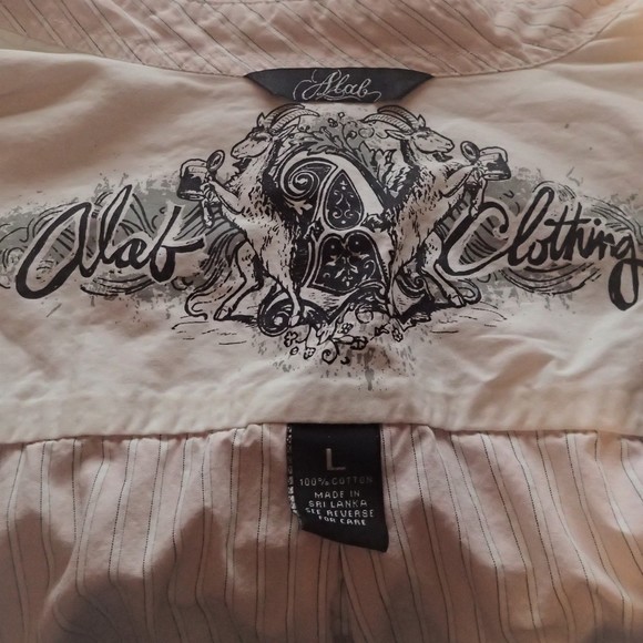 Alab Clothing Company Button Up Pink Shirt w/ Embroidery on Shoulder Size: Large - Picture 4 of 8